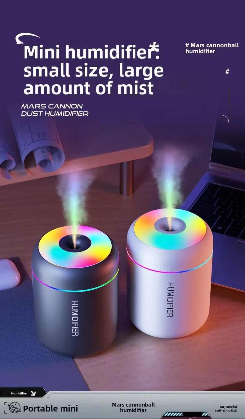 Portable air Humidifier with 7 Color LED Night Light Ultrasonic Diffuser USB Powered Low Noise for Home Office and Car Use