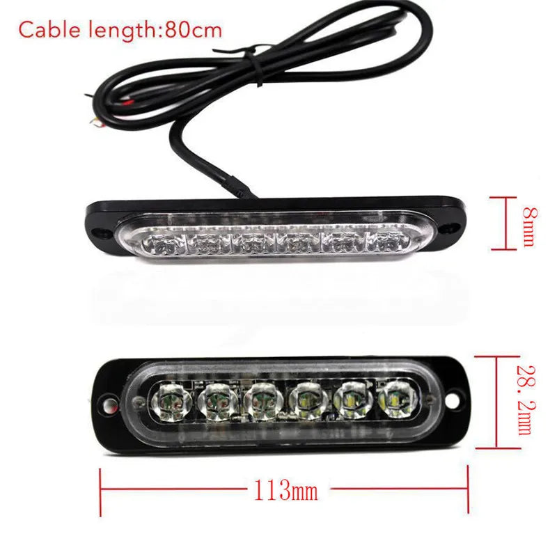 10PCS Strobe Light 12v-24v 6LED Truck Trailer Lights Stroboscopes  LED Car Light  Emergency Warning Hazard Flash Light