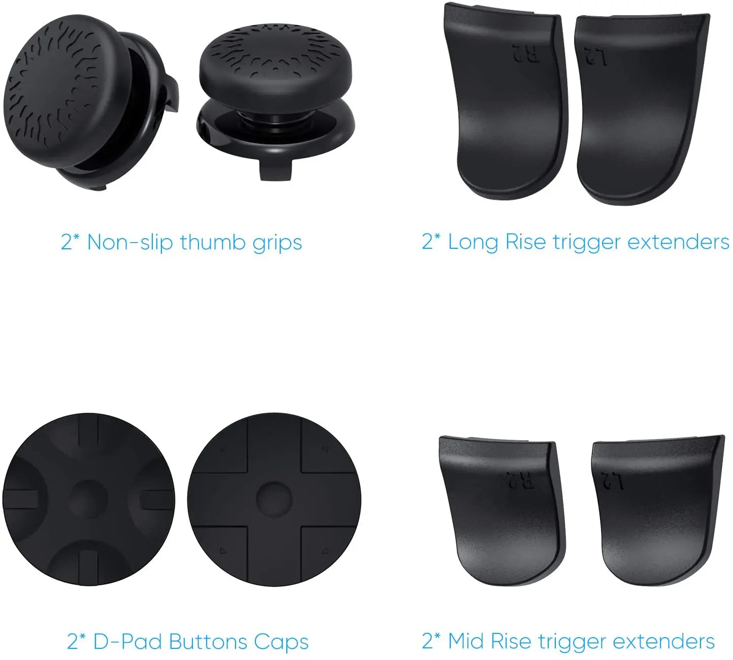 PS5 Accessory Kit Set, Compatible with DualSense Controller, Thumb Grip Joystick + L2 R2 Trigger Extender + D-Pad Button, Suitab