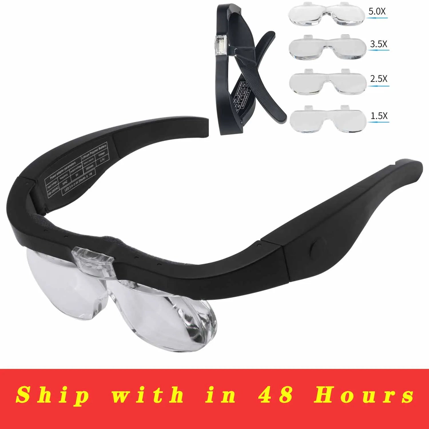 Magnifying Glasses Magnifier1.5X 2.5X 3.5X 5.0X USB Rechargeable With LED Light For Reading Jewelers Watchmaker Repair Wearing