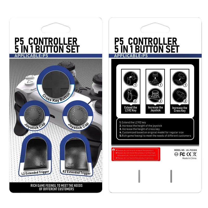 PS5 Accessory Kit Set, Compatible with DualSense Controller, Thumb Grip Joystick + L2 R2 Trigger Extender + D-Pad Button, Suitab