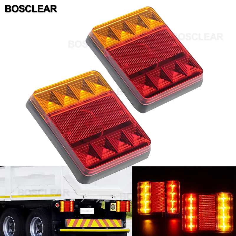 2 PCS Waterproof 12V 24V Truck LED Tail Light Rear Lamp Stop Reverse Safety Indicator for Trailer Truck Car Taillights