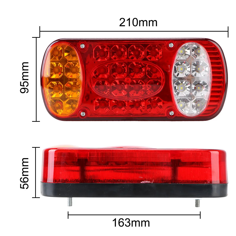 12V 24V Truck Rear Brake Lamp LED Trailer Turn Signal Running Lights Taillights Stop Warning Indicator Lorry Van Car Accessories