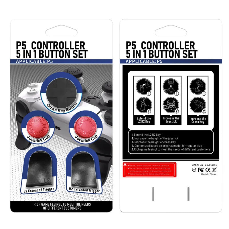 PS5 Accessory Kit Set, Compatible with DualSense Controller, Thumb Grip Joystick + L2 R2 Trigger Extender + D-Pad Button, Suitab
