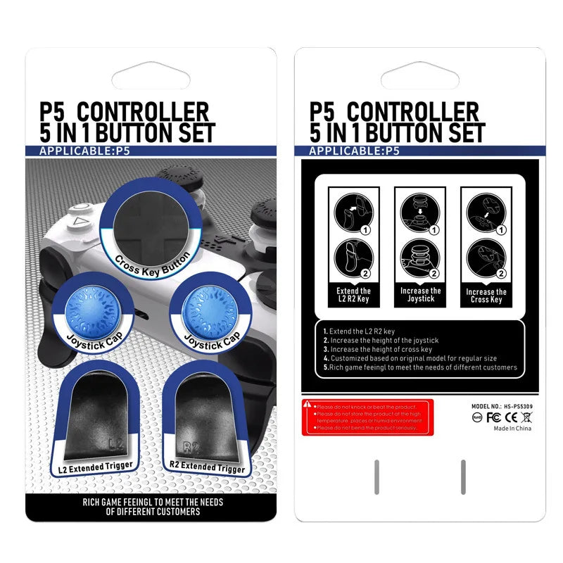 PS5 Accessory Kit Set, Compatible with DualSense Controller, Thumb Grip Joystick + L2 R2 Trigger Extender + D-Pad Button, Suitab