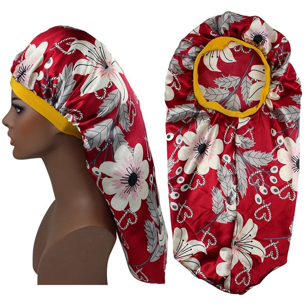 Women Satin Bonnet Beauty Print Satin Silk Bonnet Sleeping Night Cap Bonnet Hat Bonnet Satin Cheveux Nuit Bonnets For Women
