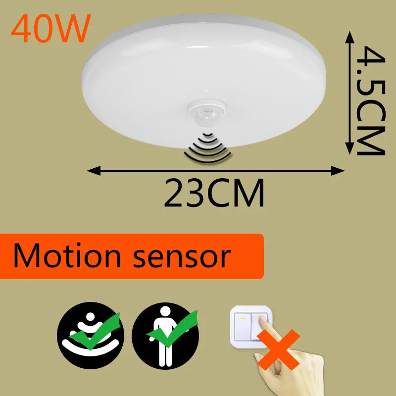 LED Motion Sensor Ceiling Light 85-265V Infrared Radar Induction Lamp Automatic Night Lighting for Home Kitchen Hallway