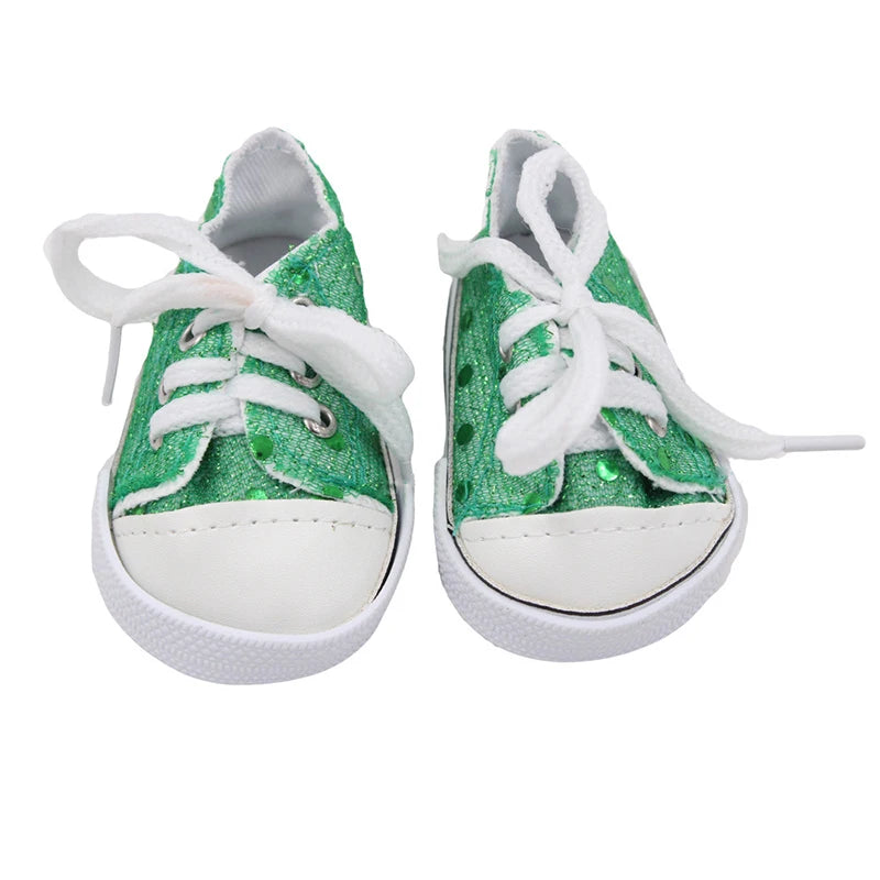 7 cm Canvas Denim Sneakers New Born  Baby Shoes Handmade Lace-up Sneakers Shoes For 18 Inches American 43 cm Baby Dolls GIfts
