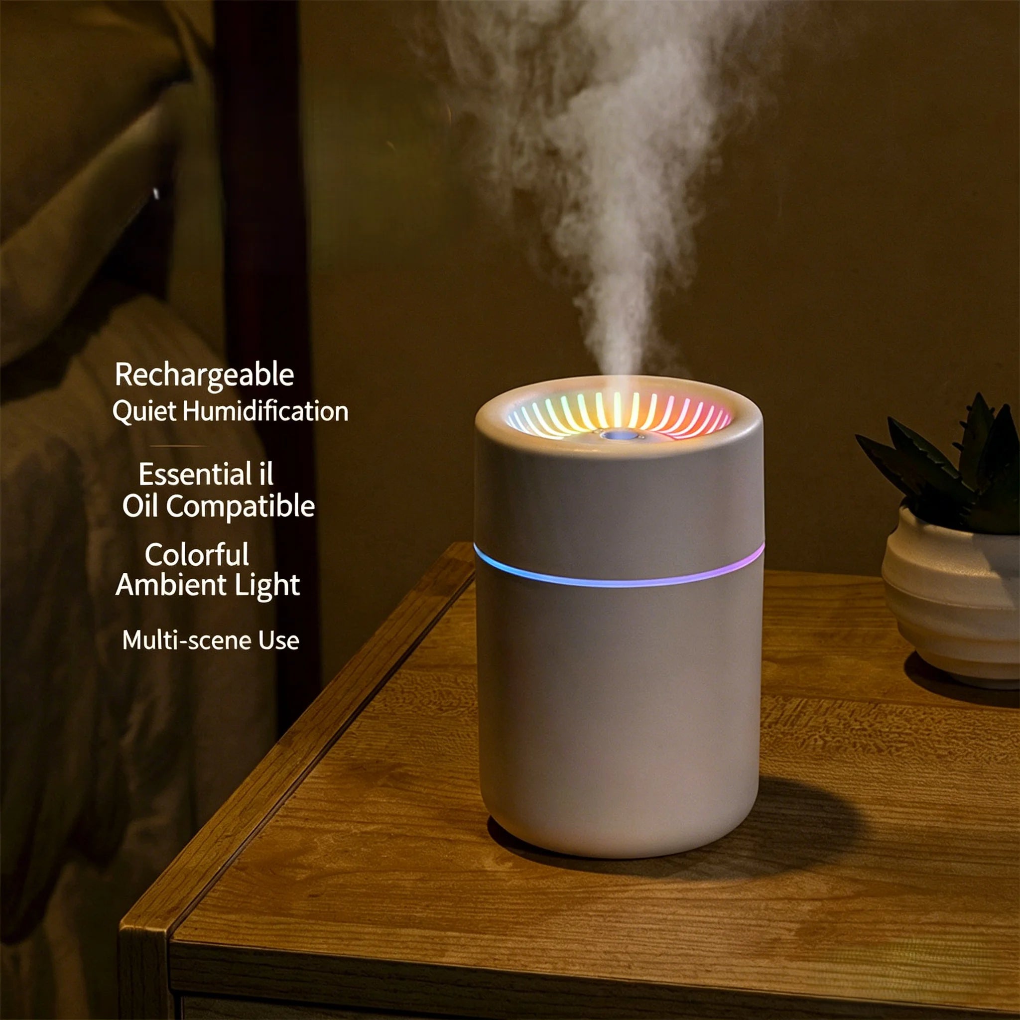 Creative Mini Humidifier Ultrasonic Cool Mist Aroma Diffuser USB Powered with Colorful Lights for Home Office and Gift Use