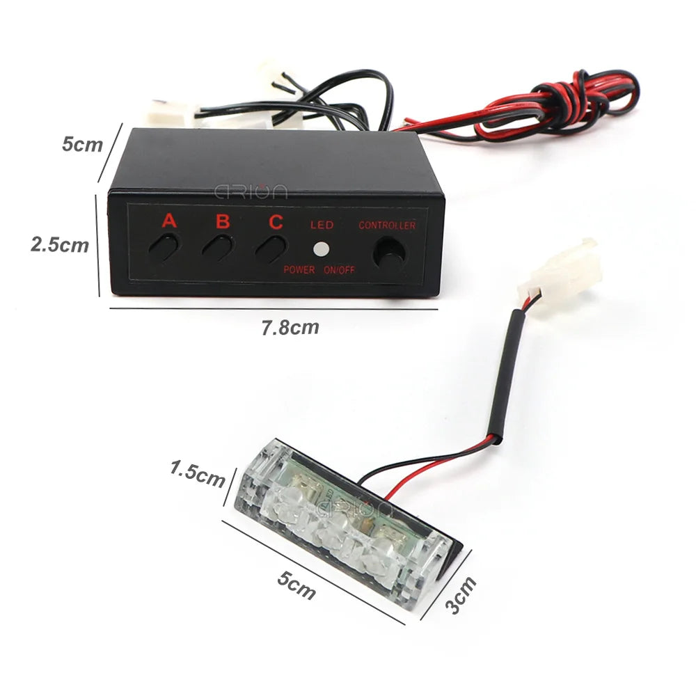 Car Truck LED Bright Flashing Blink Grill Lamp Strobe Lights Amber Yellow 4*3 LED