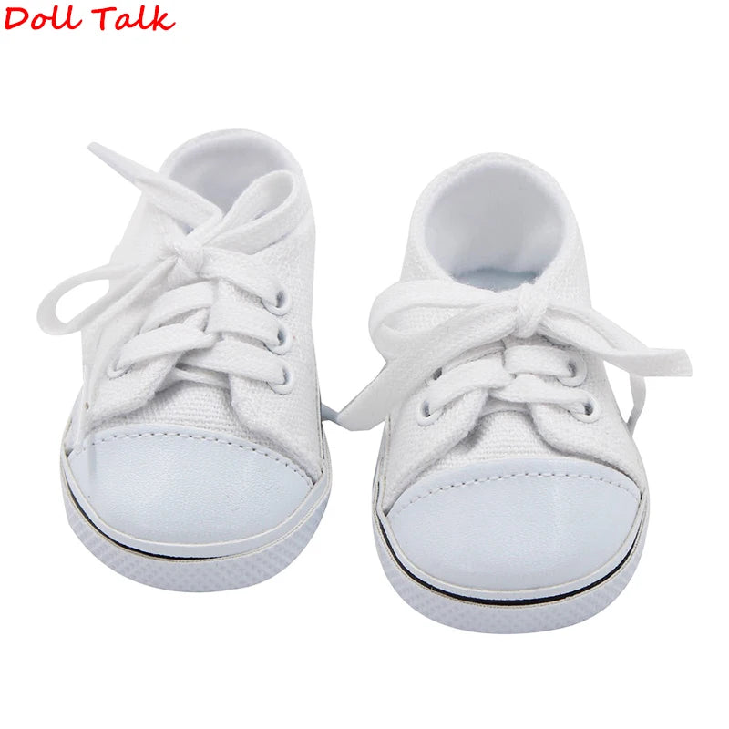 7 cm Canvas Denim Sneakers New Born  Baby Shoes Handmade Lace-up Sneakers Shoes For 18 Inches American 43 cm Baby Dolls GIfts