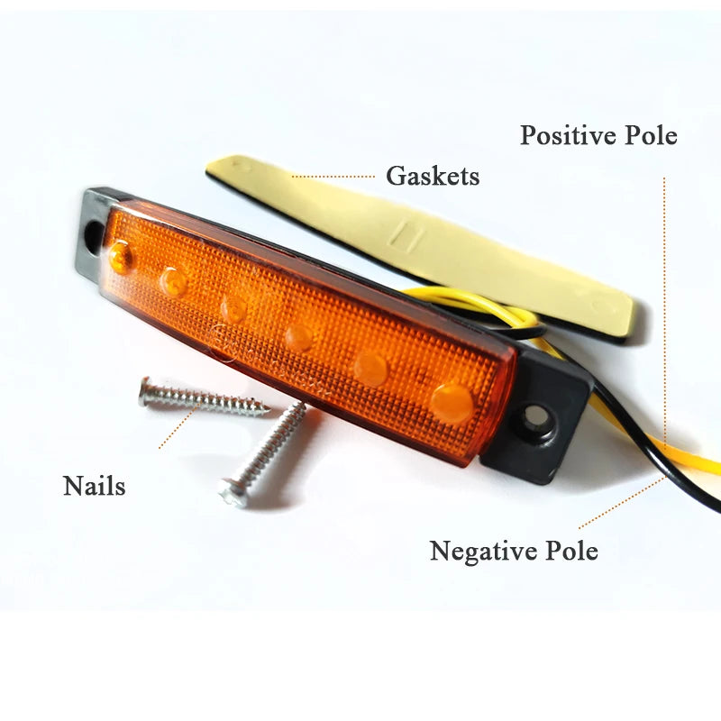 10PCS 12V 24V Led Side Marker Indicator Car Lights Front Rear for Trucks Cab RV Trailer Amber/Red/White/Green/Blue