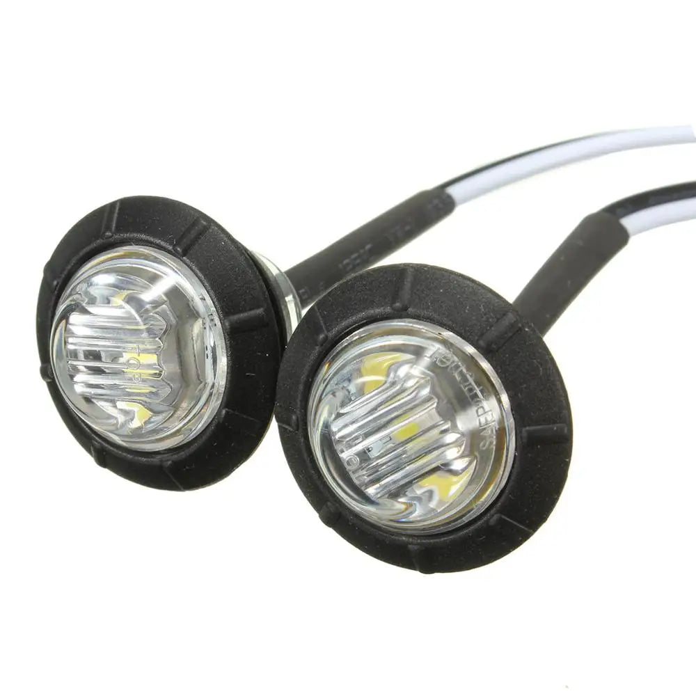 2PCS 12V/24V 3LED 3/4" Round Trailer Side Marker Lights Yellow White Red For Trucks Clearance Lights Truck Turn Signal Lamp