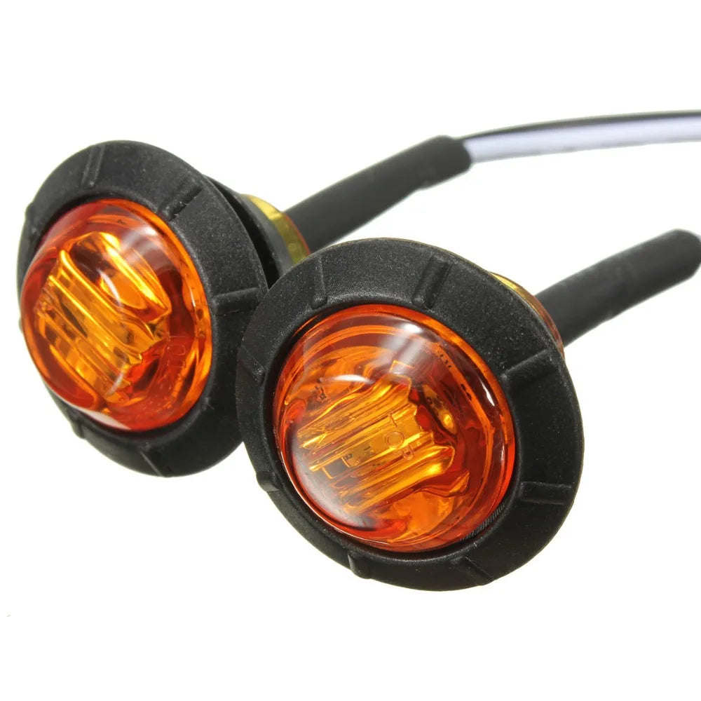 2PCS 12V/24V 3LED 3/4" Round Trailer Side Marker Lights Yellow White Red For Trucks Clearance Lights Truck Turn Signal Lamp