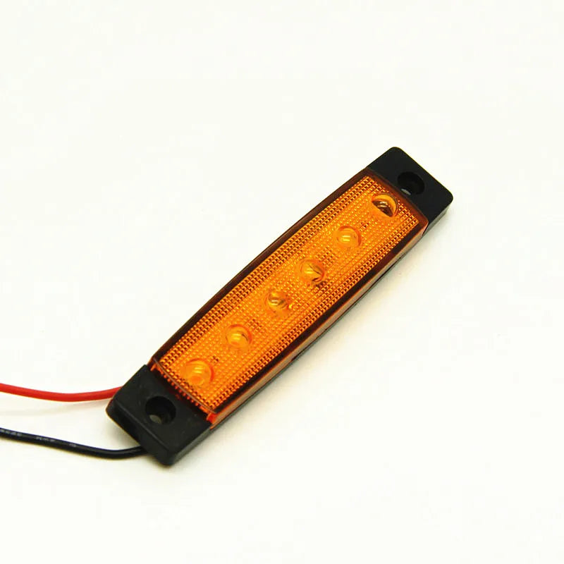 2pcs 12v 24v amber led side marker lights 6 led for trucks marker light lamp 12V Red white blue green