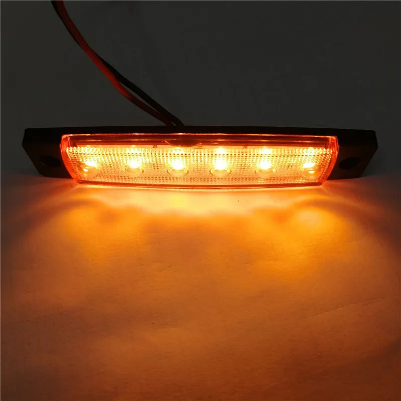 2pcs 12v 24v amber led side marker lights 6 led for trucks marker light lamp 12V Red white blue green
