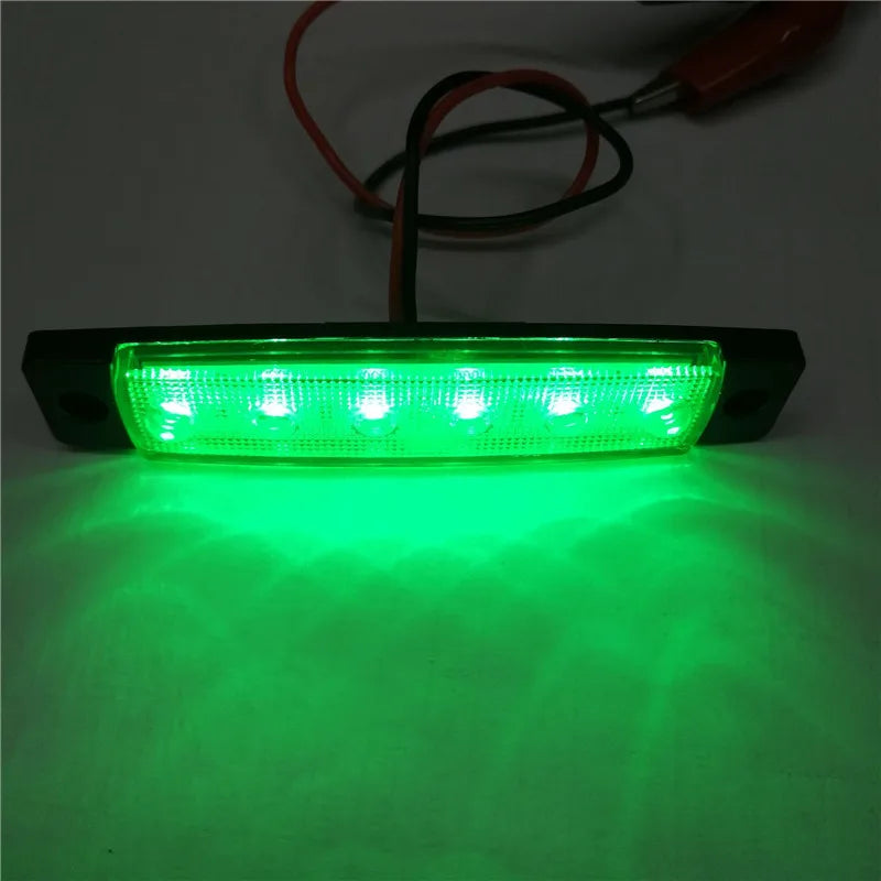 2pcs 12v 24v amber led side marker lights 6 led for trucks marker light lamp 12V Red white blue green
