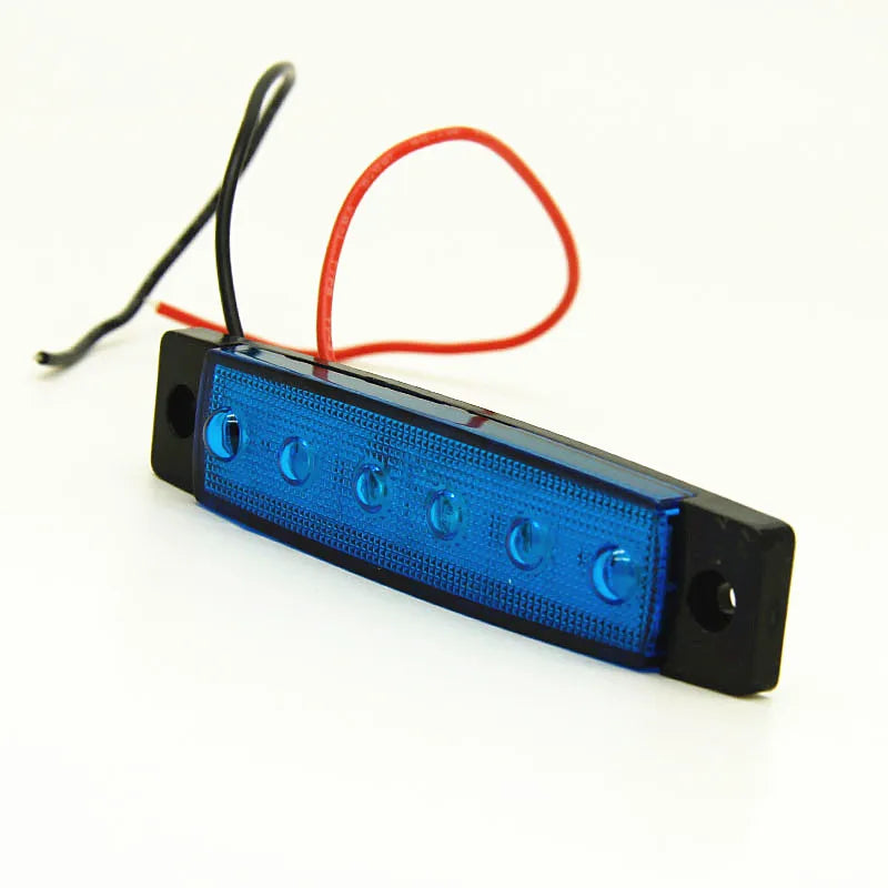 2pcs 12v 24v amber led side marker lights 6 led for trucks marker light lamp 12V Red white blue green