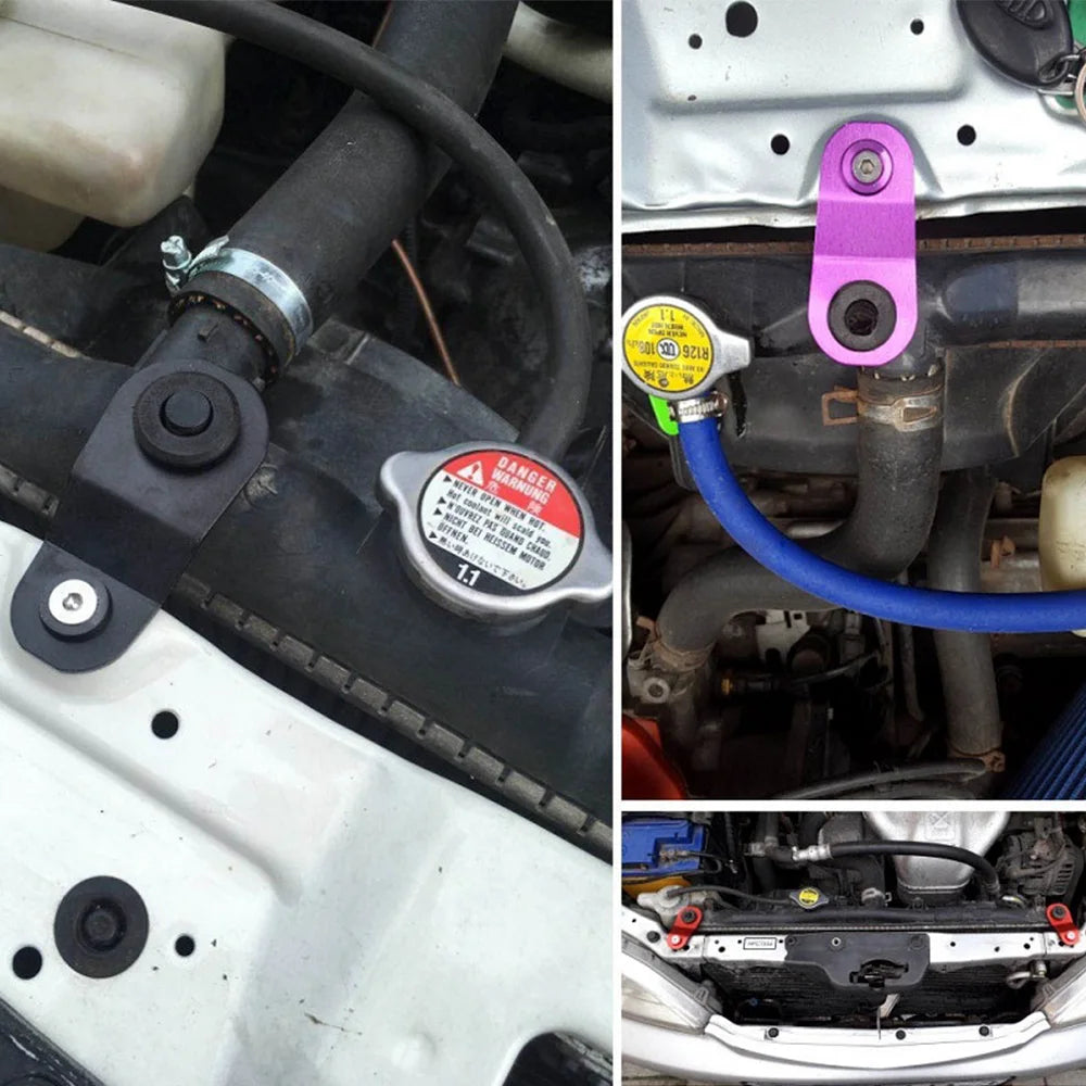 JDM Racing Style Aluminum Radiator Stay Mounting Bracket with Washer Kit For Honda civic EK AP DC 96- 00 With Logo RS-HR004
