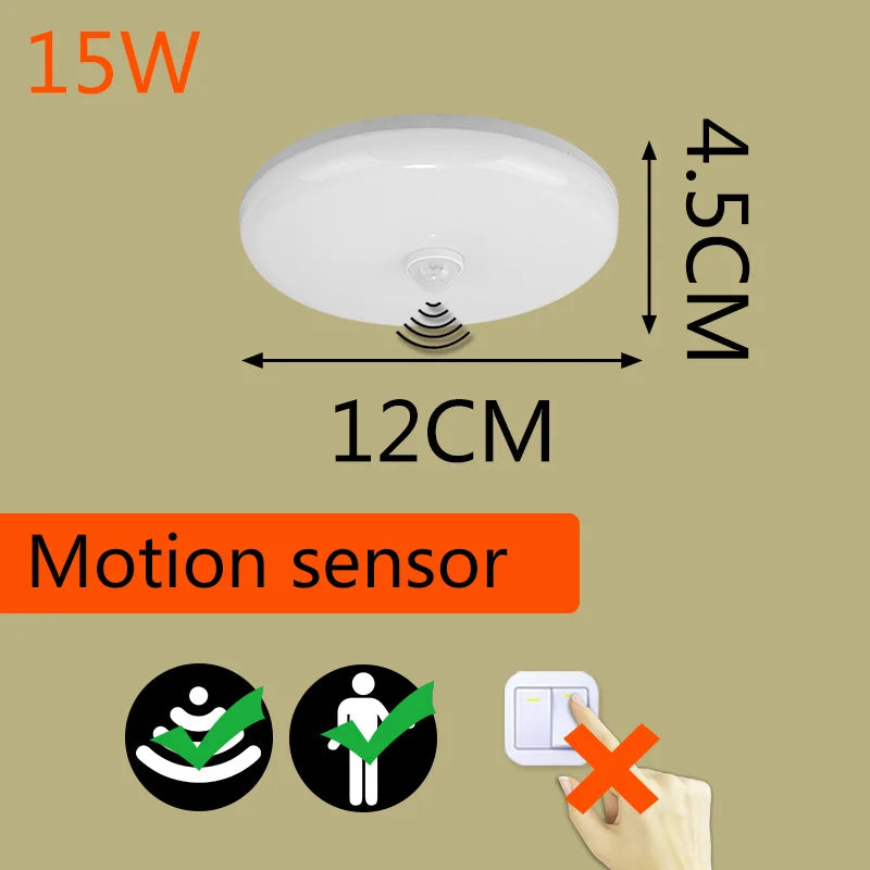 LED Motion Sensor Ceiling Light 85-265V Infrared Radar Induction Lamp Automatic Night Lighting for Home Kitchen Hallway