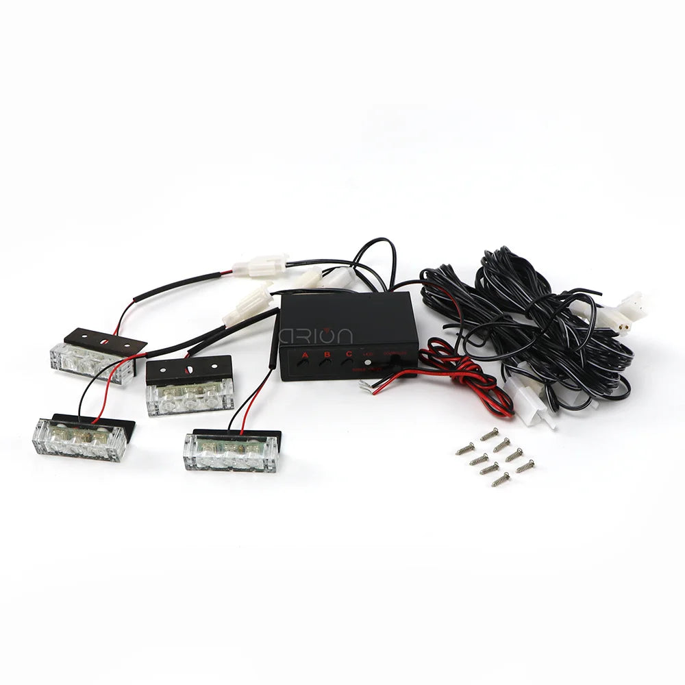 Car Truck LED Bright Flashing Blink Grill Lamp Strobe Lights Amber Yellow 4*3 LED