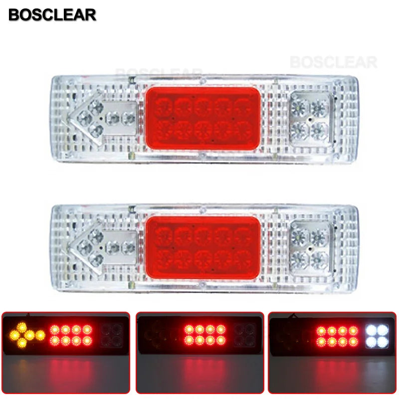 2 PCS Waterproof 12V 24V Truck LED Tail Light Rear Lamp Stop Reverse Safety Indicator for Trailer Truck Car Taillights