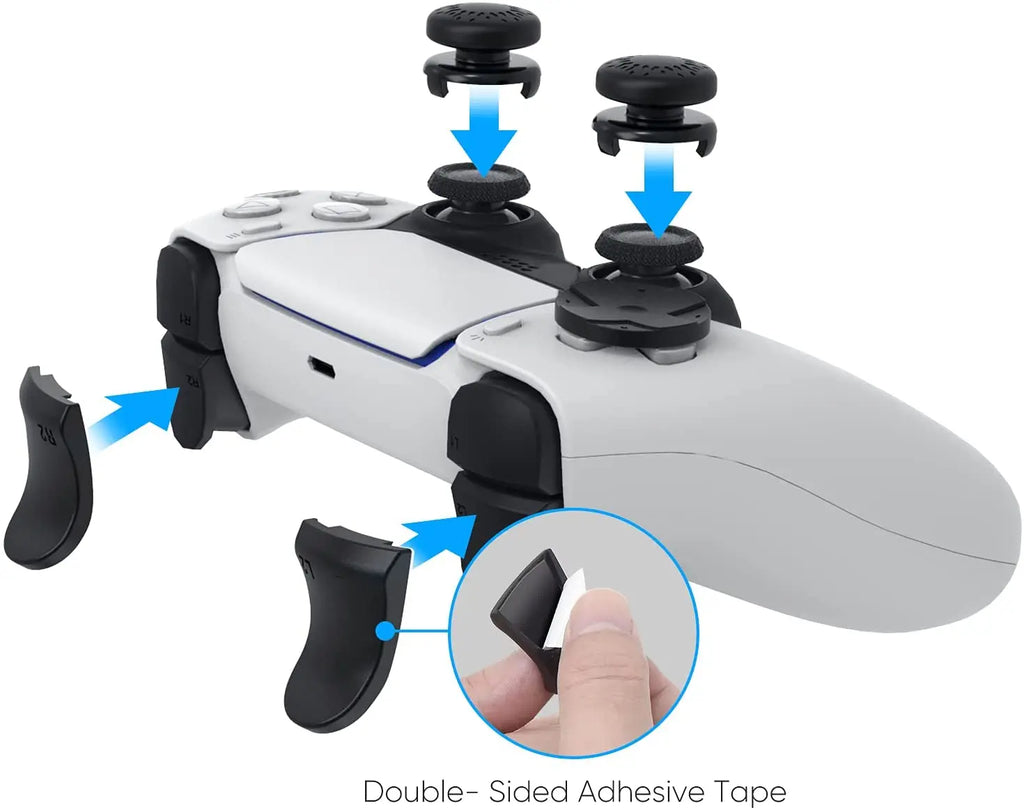 PS5 Accessory Kit Set, Compatible with DualSense Controller, Thumb Grip Joystick + L2 R2 Trigger Extender + D-Pad Button, Suitab
