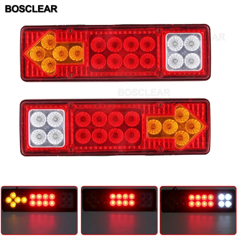 2 PCS Waterproof 12V 24V Truck LED Tail Light Rear Lamp Stop Reverse Safety Indicator for Trailer Truck Car Taillights