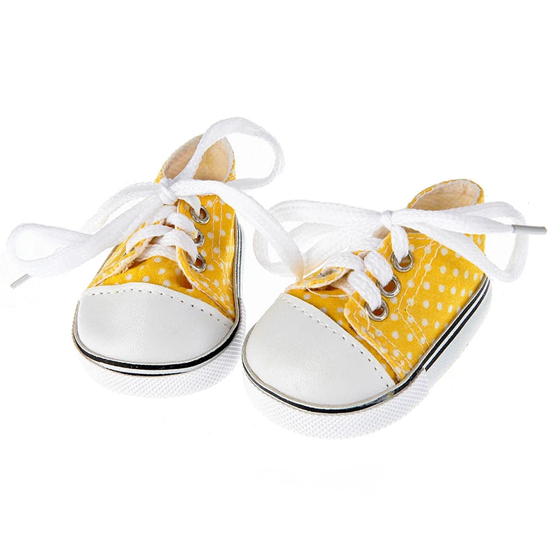 7 cm Canvas Denim Sneakers New Born  Baby Shoes Handmade Lace-up Sneakers Shoes For 18 Inches American 43 cm Baby Dolls GIfts