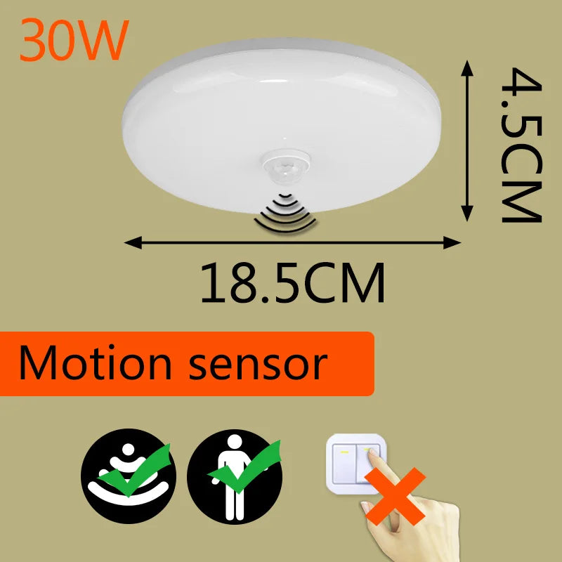 LED Motion Sensor Ceiling Light 85-265V Infrared Radar Induction Lamp Automatic Night Lighting for Home Kitchen Hallway