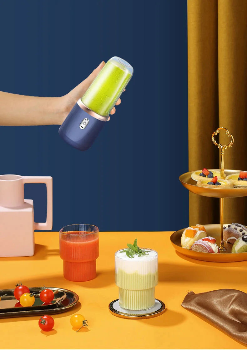 Portable Juicer Blender 400ml Electric Fruit Juicer USB Charging Lemon Orange Fruit Juicing Cup Smoothie Blender Machine 2cups