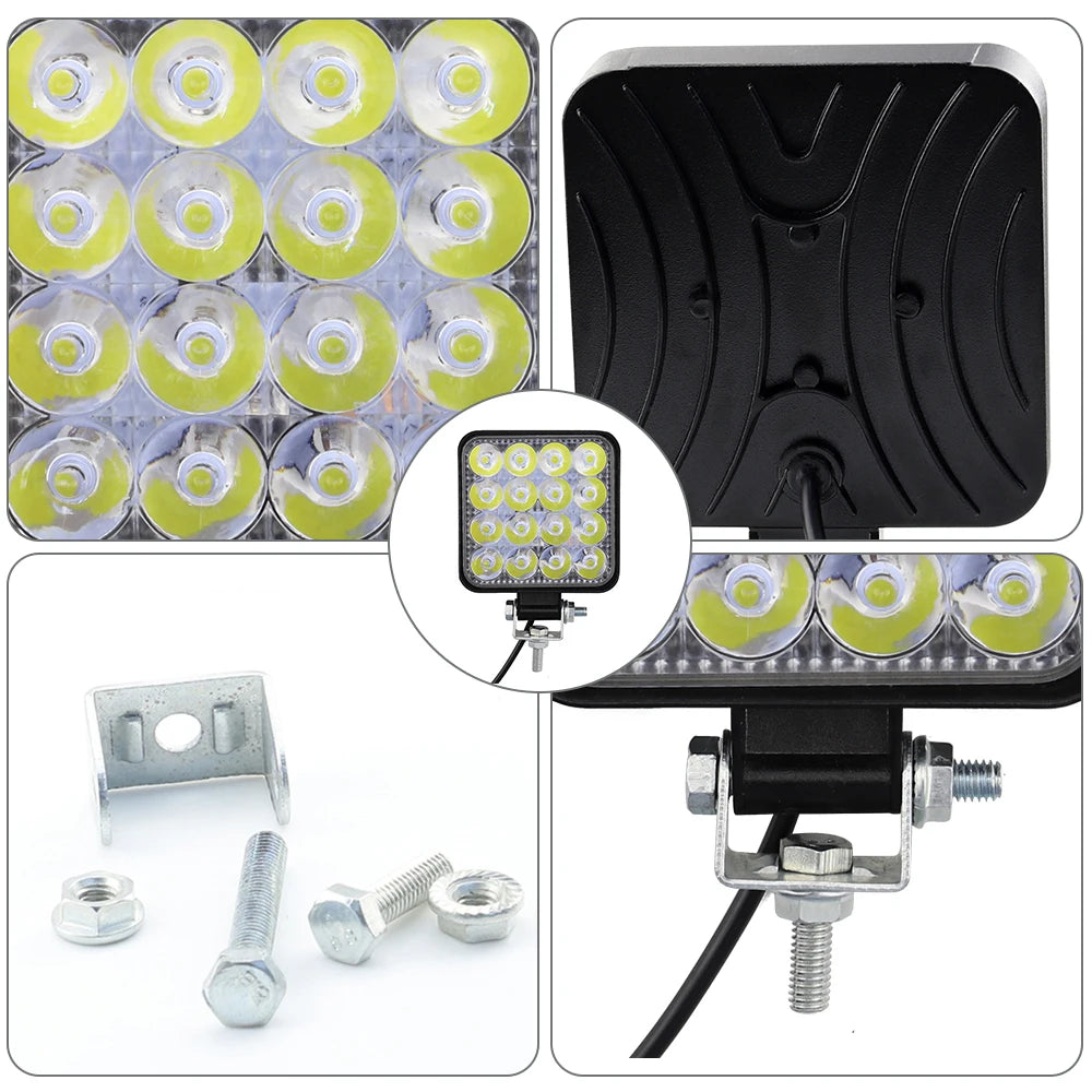 12V 24V LED Floodlight Car ATV Off-Road Driving Fog Lamp White Work Light Strip For Truck Car SUV 4WD Boat ATV Barra LED Lights
