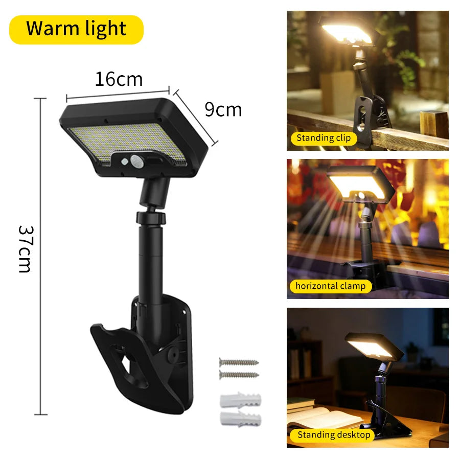 LED Motion Sensor Solar Light Outdoor Waterproof 3 Modes Clip-on Street Light Wall Solar Lamp for Garden Yard Camping Tent Patio