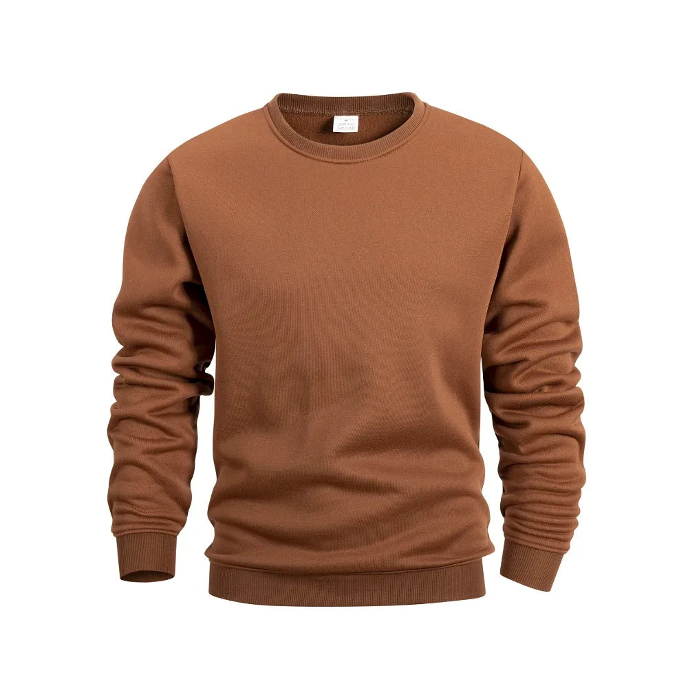 Men's Fleece Warm Hoodies Solid Crew Neck Sweatshirt - Fashion Casual Long Sleeve Pullover for Daily Wear & Outdoor Activities