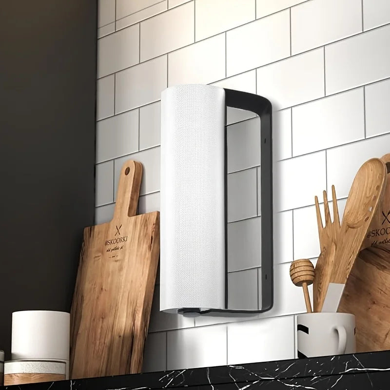 Kitchen  Paper Towel Holder  No-Drill Wall Mount Paper Towel Holders  Dishcloth Rack  Plastic Wrap and  Cloth Storage Hanging