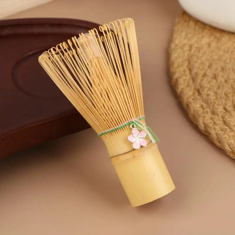Kitchen Accessories Tea Tool With Cherry Blossom PendantJapanese Ceremony Bamboo Chasen Matcha Green Tea Powder Whisk Tea Brush