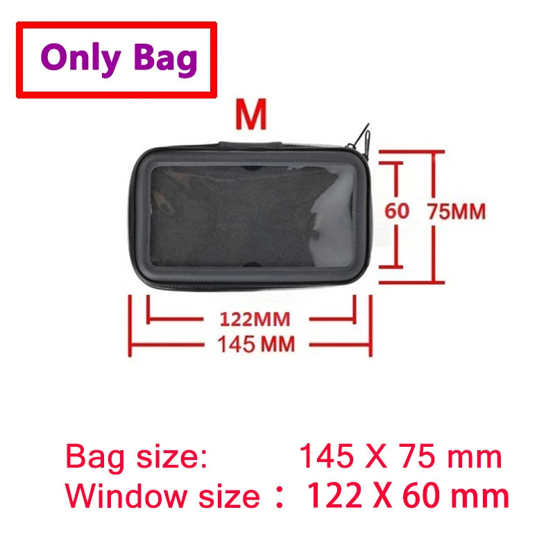 Separate Accessories! Universal Bicycle Motorcycle Phone Holder Waterproof Zipper Pocket Cellphone Handlebar Mount (Not a set)