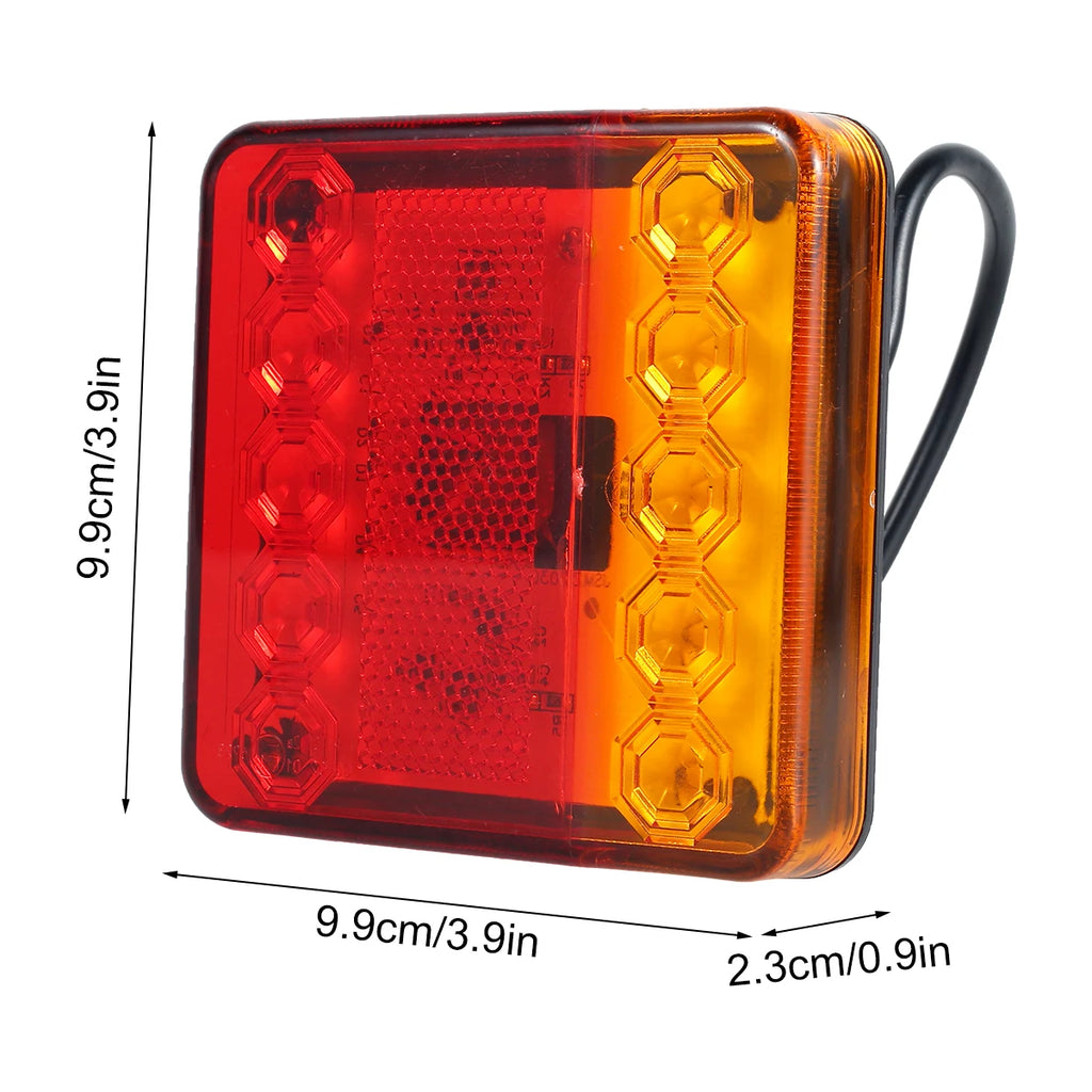 2Pcs LED Truck Lights 12/ 24V Rear Tail Lights Square Tail Stop Indicator Trailer Lamp Kit Indicator Stop Waterproof Reversing
