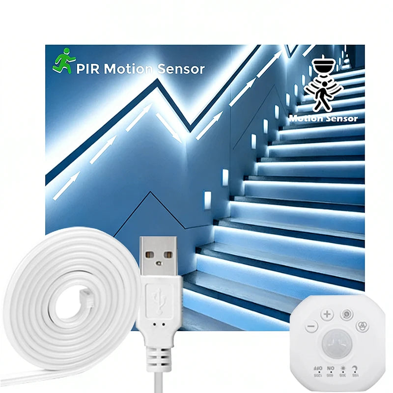 USB Motion Sensor LED Strip, Motion Activated Light with Chase Effect for Stairs, Under Bed and Cabinet