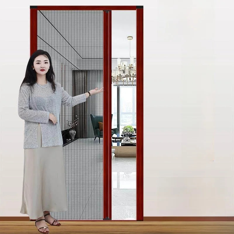 Invisible Mosquito-Proof Aluminum Alloy Sliding Door Curtain Home Entrance Screen Door Retractable Window Mesh Curtain