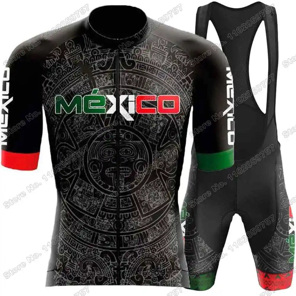 2026 Mexico Cycling Jersey Set The United Mexican States Cycling Clothing Mexican national emblem Eagle and Snake Road Bike Suit