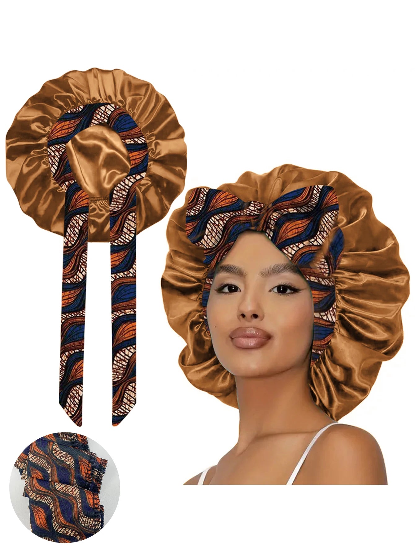 1pc  Satin bonnet with tie for women  Soft Silky Hair Care for Night Use Single Piece Stylish Hair Accessory