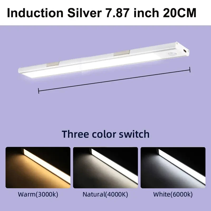 LED Motion Sensor Cabinet Light with USB Plug Dimmable Sensor Tube Light for   Bedroom Wardrobe 3Colors Night Lamp Decor