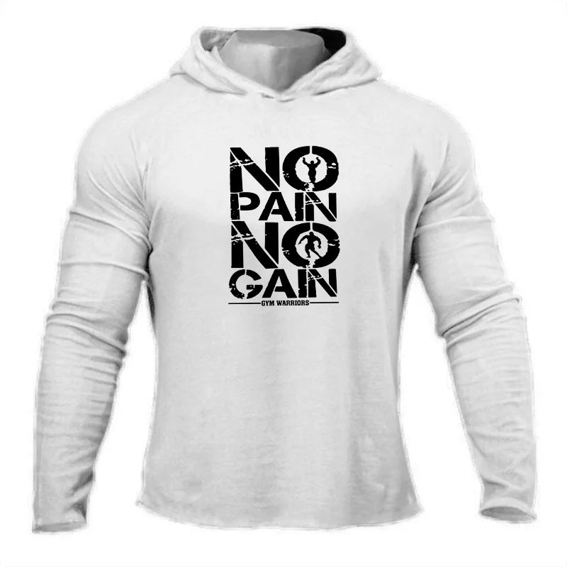 Men's biack Hooded Spring and Autumn Fitness Long Sleeve Hoodies Cotton Gym Clothing Sports Muscle Leisure pure cotton hoodie
