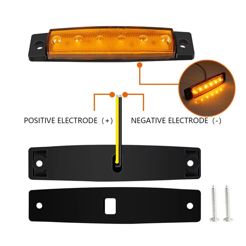 2Pcs Truck Led Side Light 12/24V For Car Auto Truck Lorry Trailer Side Marker Indicators Turn Signal Lights Tail Warning Lamp