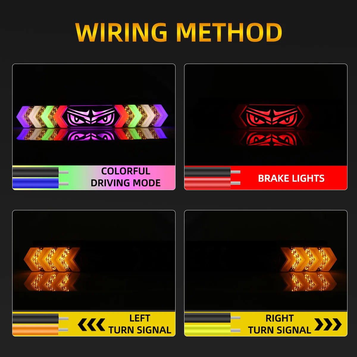 1PCS 12/24V Truck Tail Light RGB Flash Strobe Devil Eyes Indicator Lamp Brake Turn Signal Dynamic Flowing Brake Rear Taillight