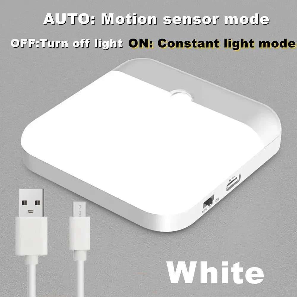 LED Night Lamp Motion Sensor Night Light Bedroom Kitchen Stair Hallway Wardrobe Cupboard Lighting PIR Induction Lamp Charging