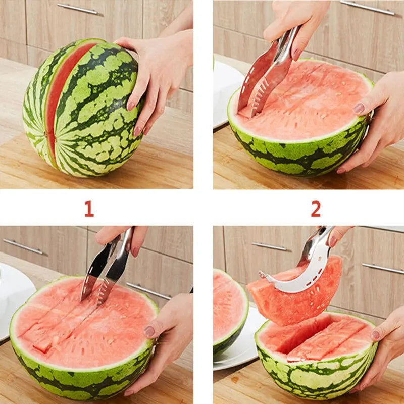 Watermelon Artifact Slicing Knife Stainless Steel Knife Corer Fruit And Vegetable Tools Watermelon Clip Kitchen Accessories