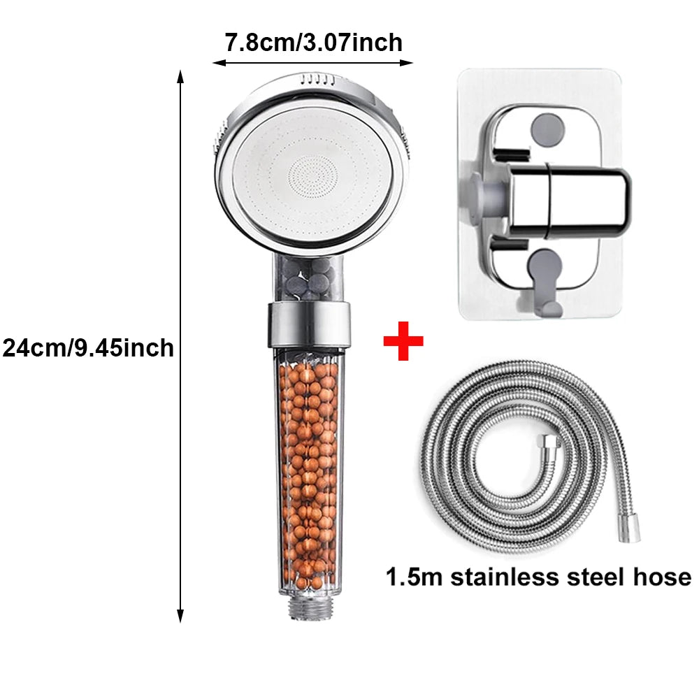 1pc Filtered Shower Head ABS High Pressure Water Saving Spray Handheld Clear Showerheads with With Filter Beads for Bathroom