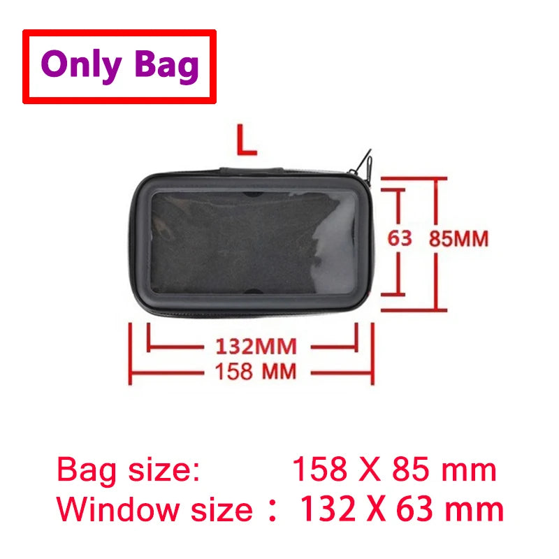 Separate Accessories! Universal Bicycle Motorcycle Phone Holder Waterproof Zipper Pocket Cellphone Handlebar Mount (Not a set)